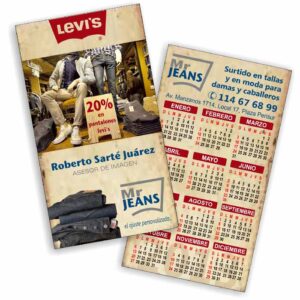 Calendarios de Bolsillo tipo Tarjeta (1000 piezas)